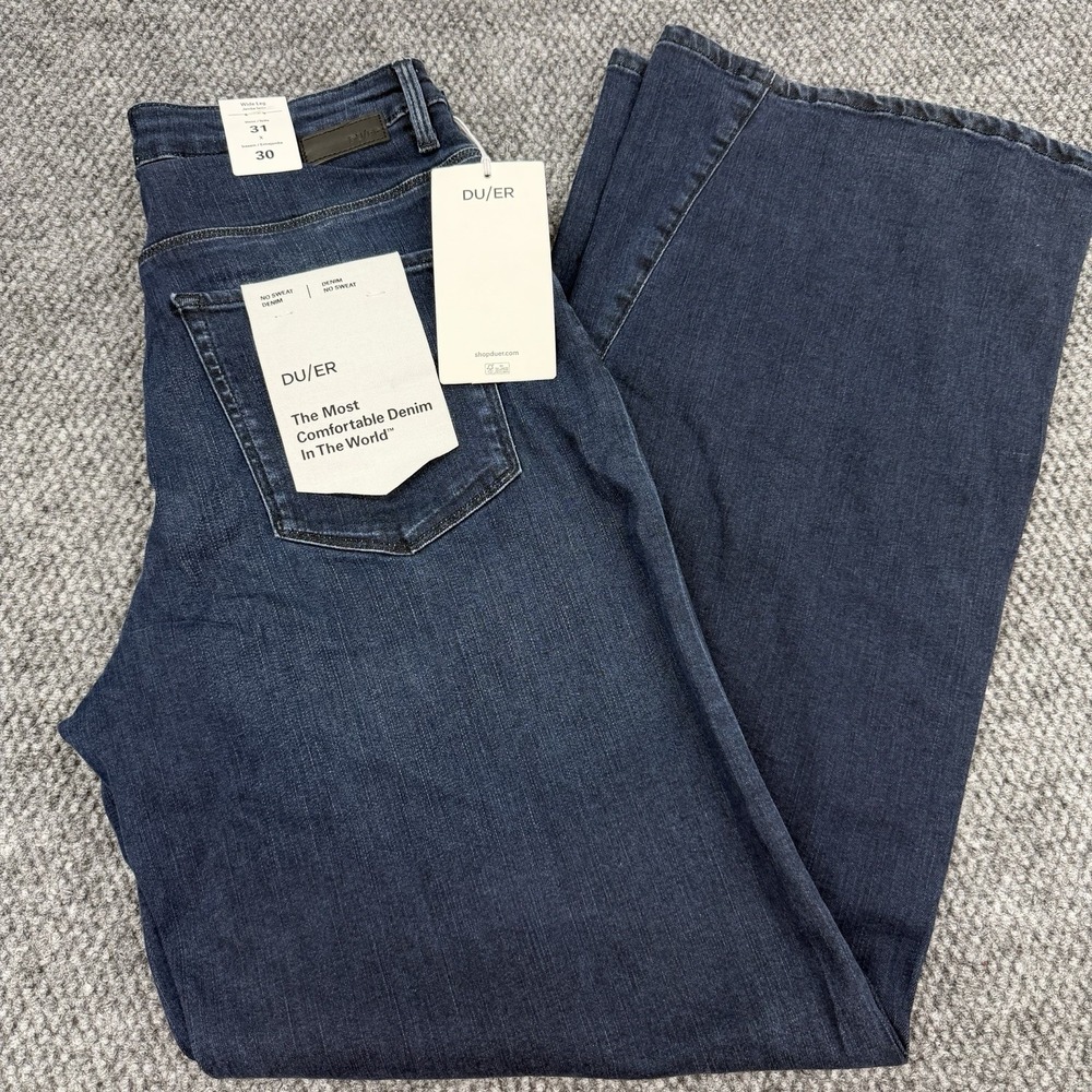 DU/ER Women's 31x30 No Sweat Denim High Rise Wide Leg Jeans Blue Nostalgia Tone
